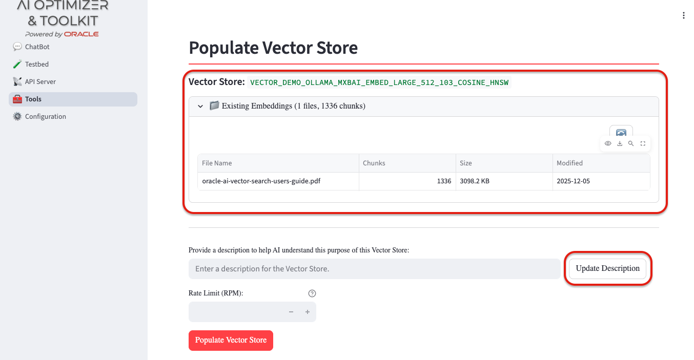 Populate Existing Embedding