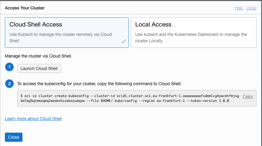 Getting your cluster access details