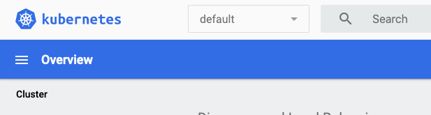 Opening the namespce selector in the kubernetes dashboard