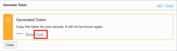 Creating and auth token and copying it
