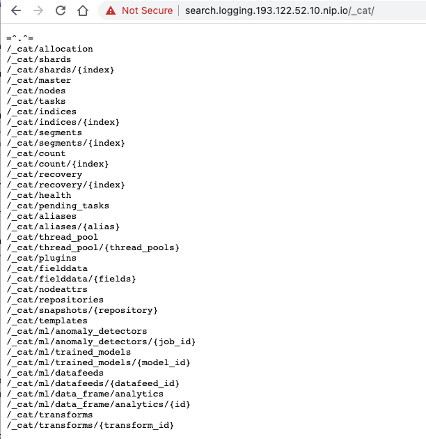 List of elastic endpoints
