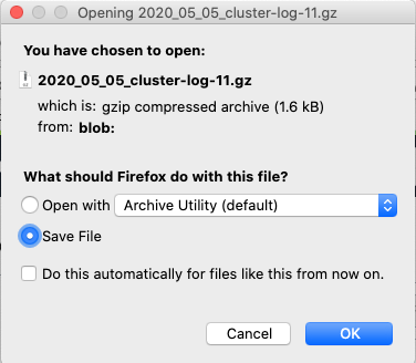 Doanload popup when accessing a restored object