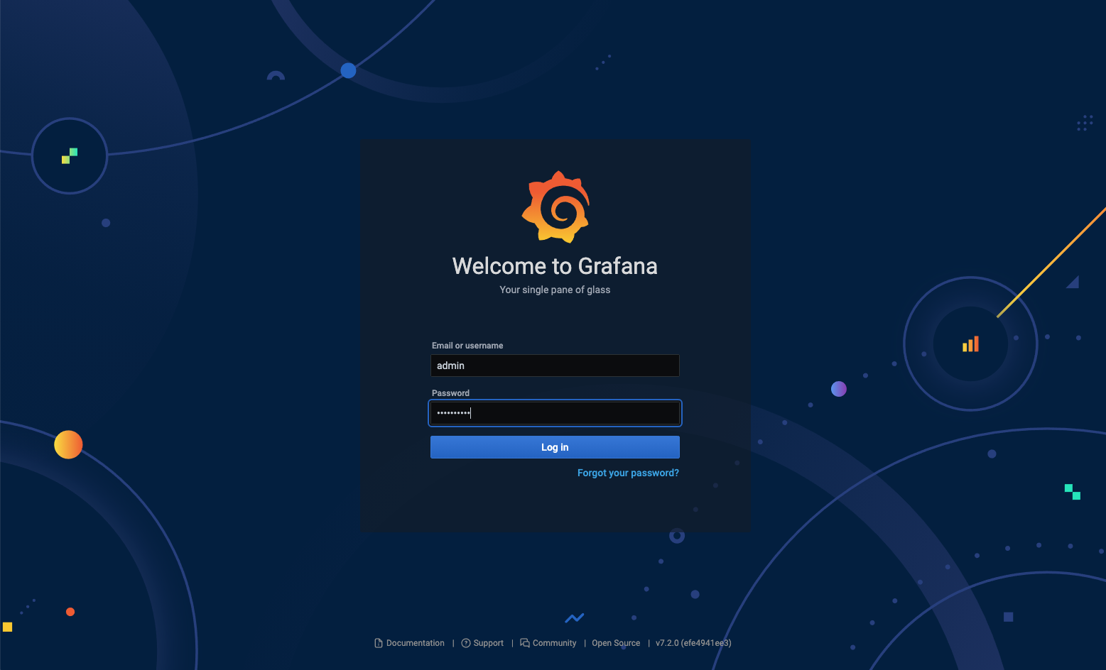 Grafana login