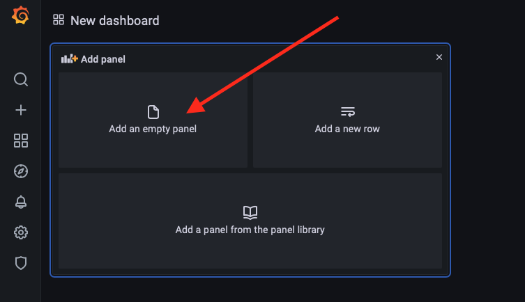 Add the first panel to the dashboard