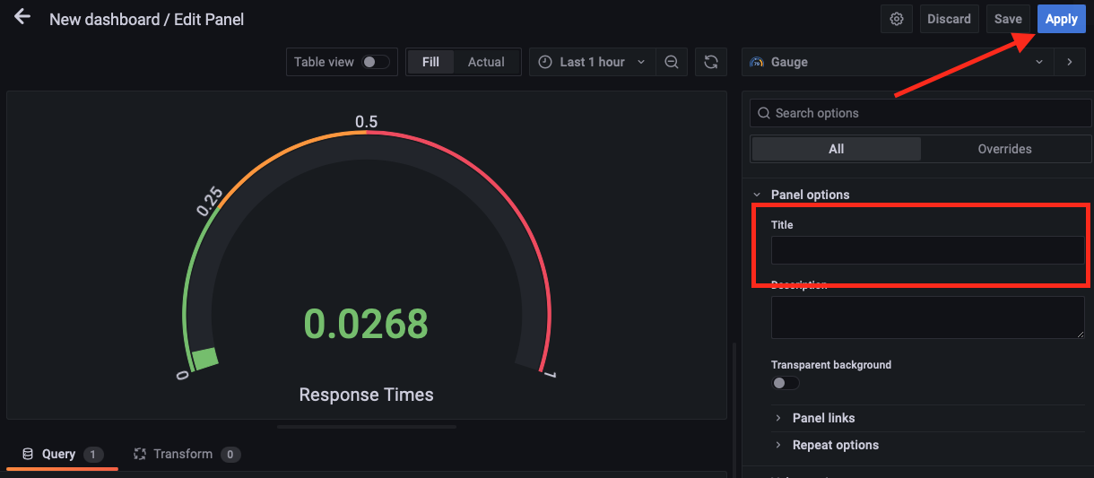 The final version of the gauge visual options