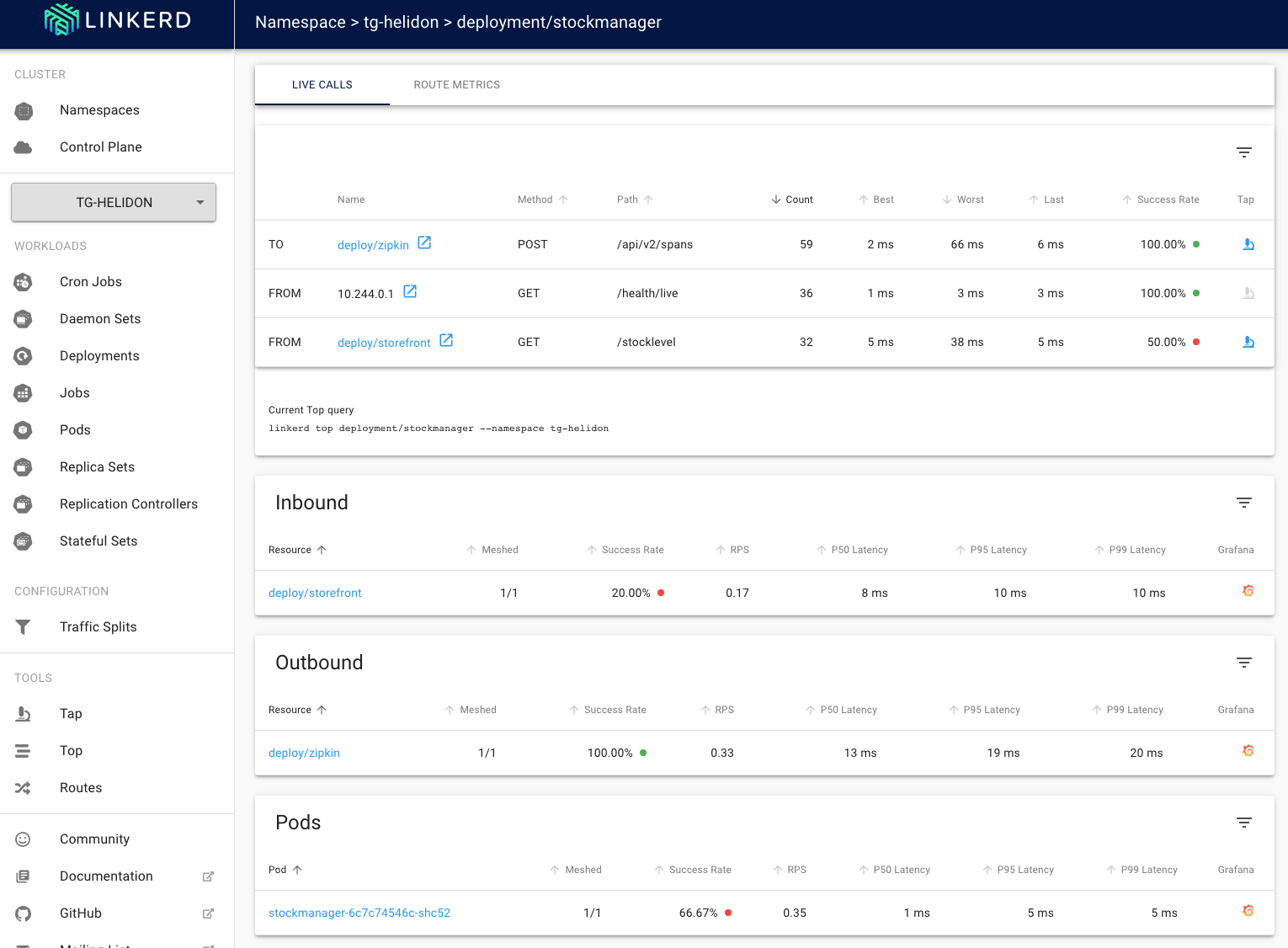 Details of our deliberately broken stock manager service