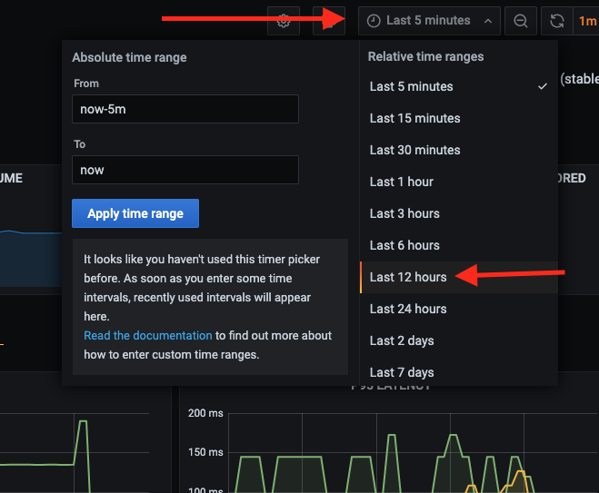 Accessing new time window selection