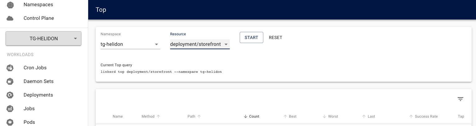 Selecting the resources for the top tool to track