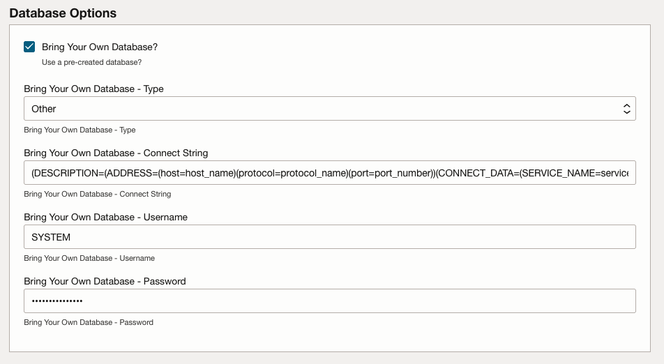 Bring Your Own Database - Other