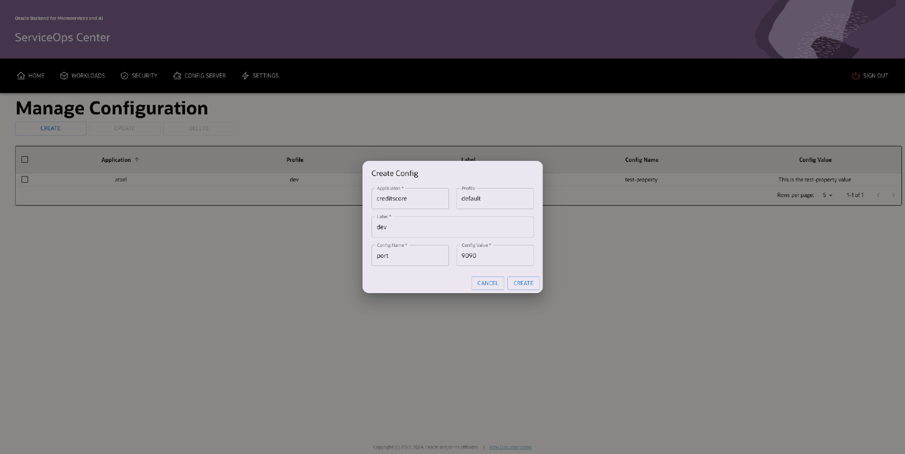 Create Configuration