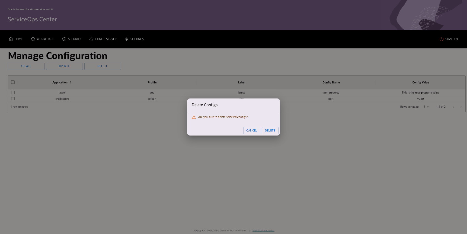 Delete Configuration