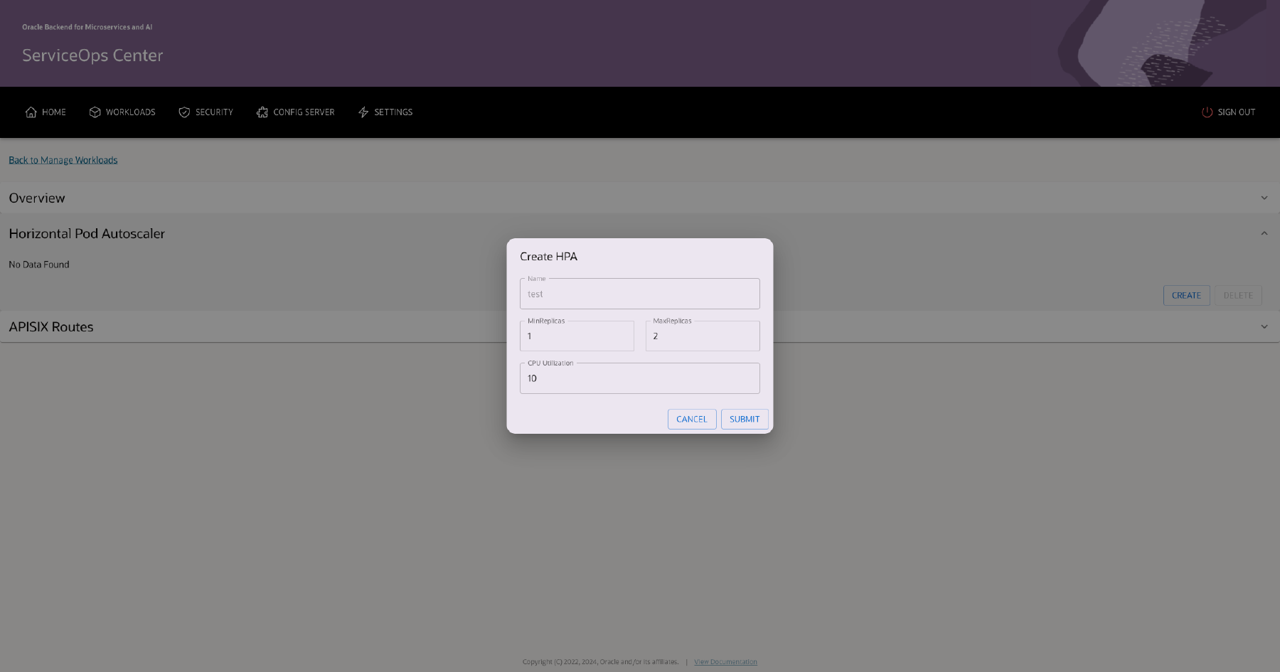 Workload Details: Create HPA