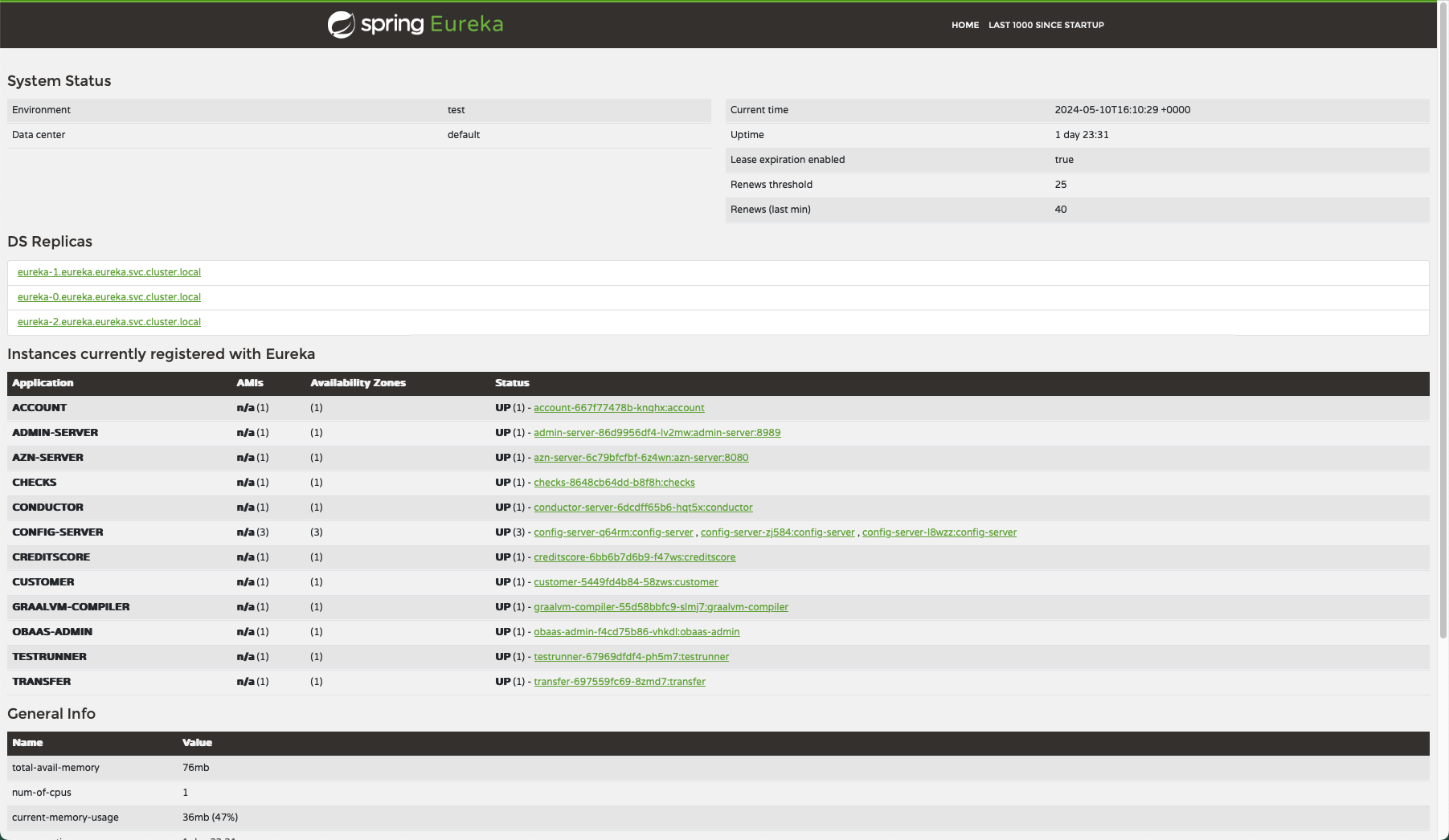 Eureka web user interface