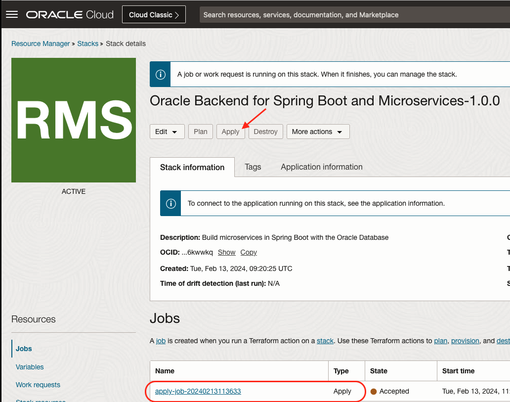 OCI Apply Changes