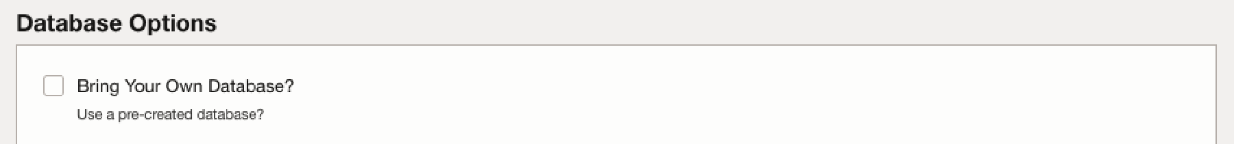 Bring your Own Database Options - Standard Edition