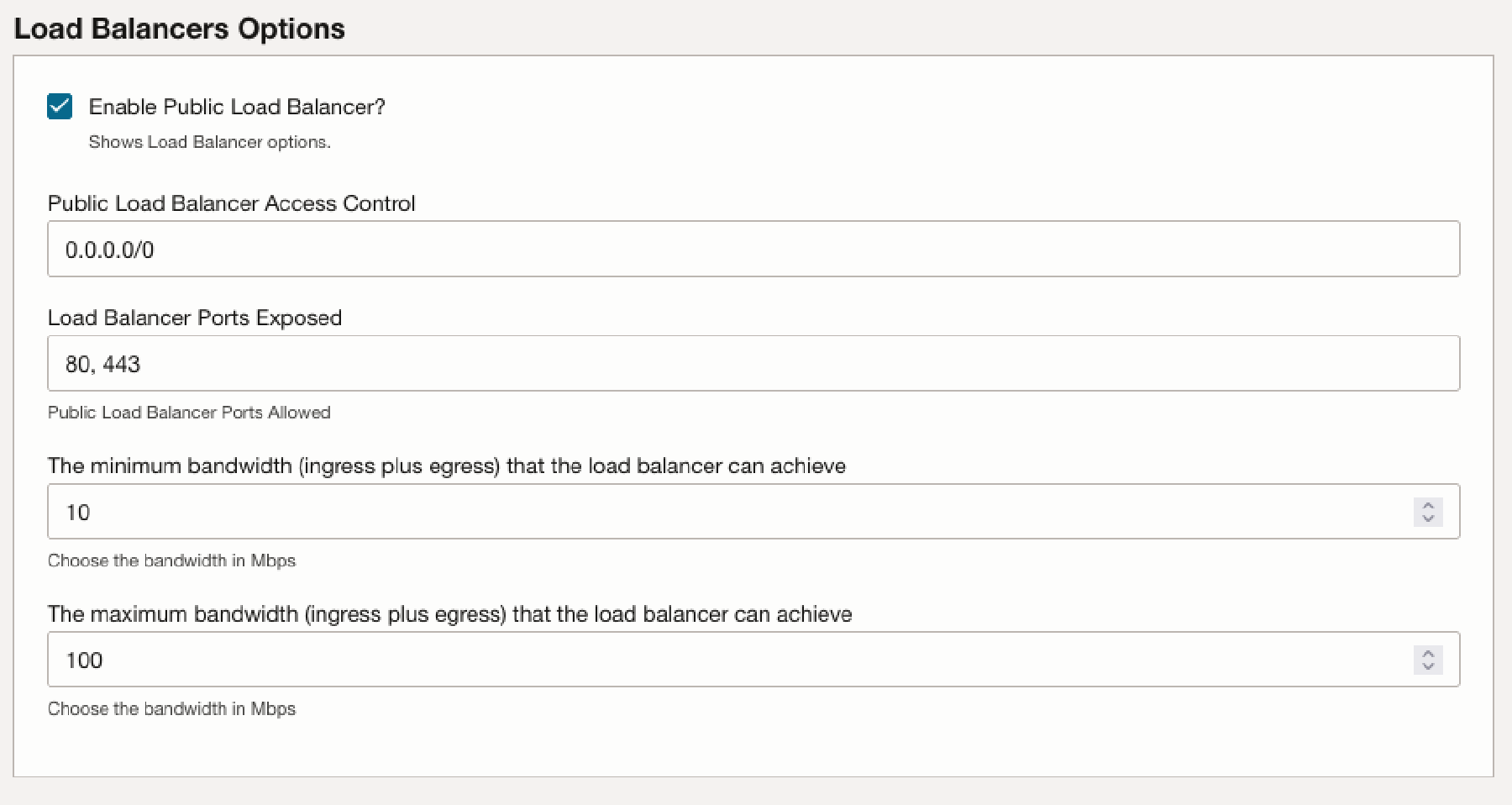 Load Balancer Options