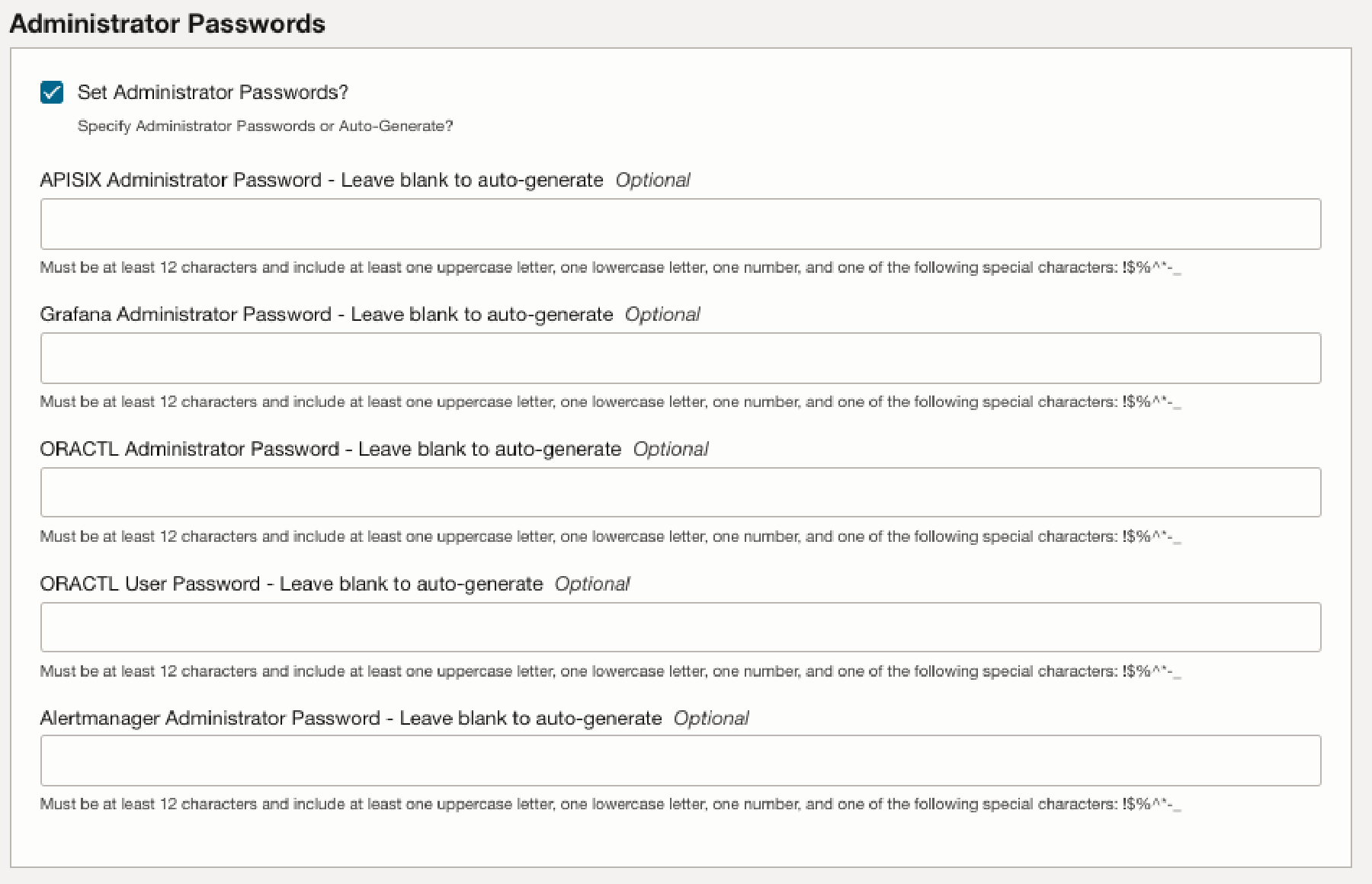 Administrator Passwords