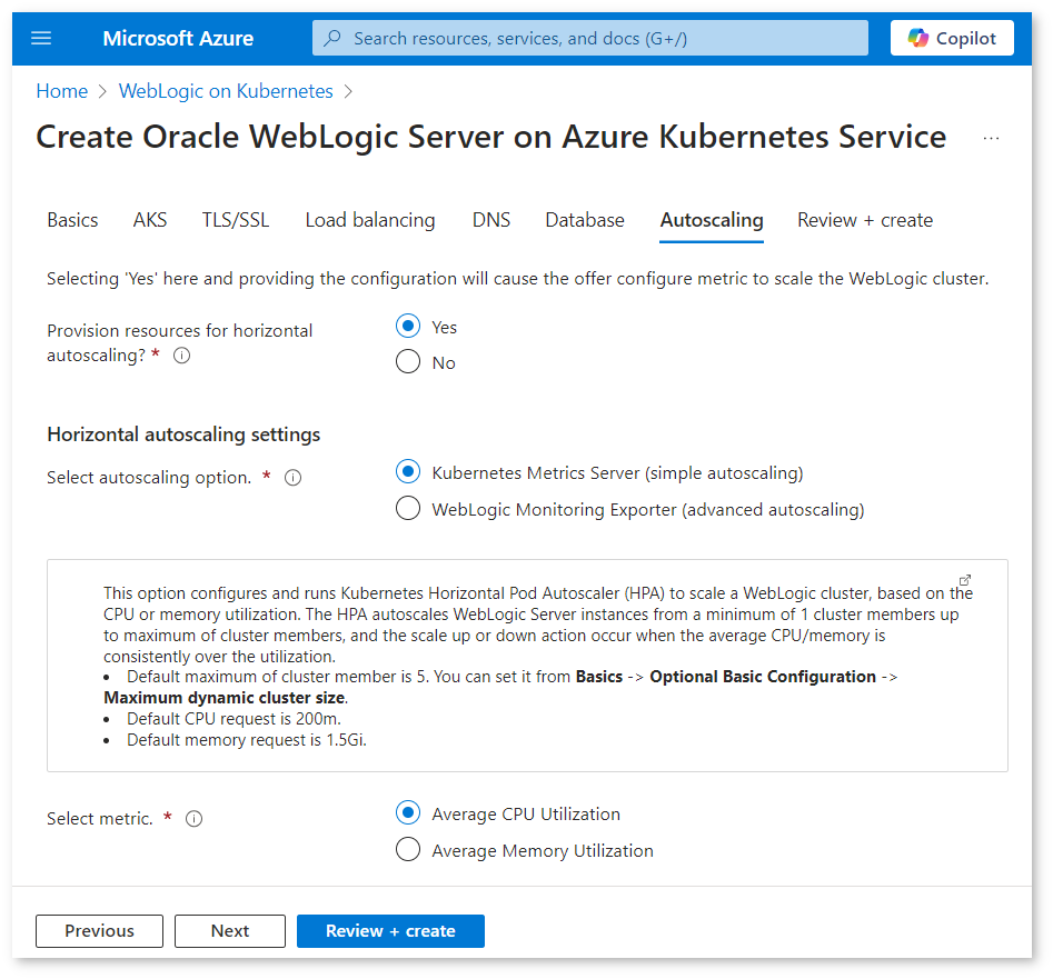 WLS AKS Marketplace Solution Screenshot